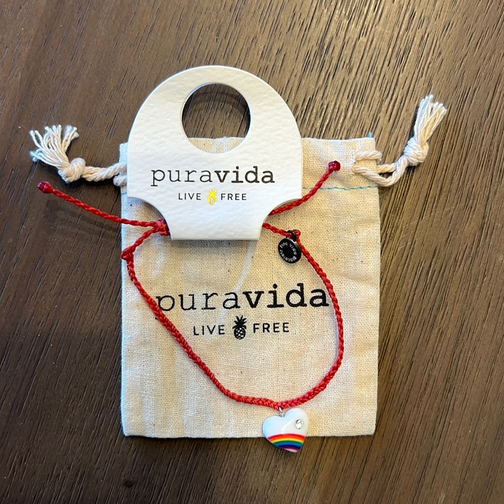 Pura Vida Vintage Heart Bracelet. Brand new, adjustable, red.